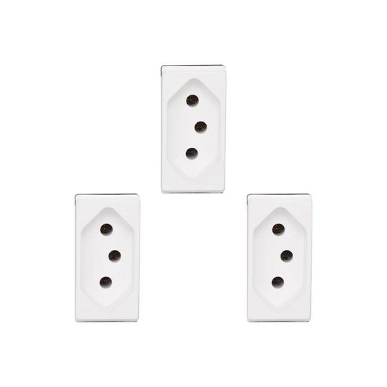 Imagem de Kit C/3 - Modulo Pial Pop 1Tomada 10A Lg030 Branco