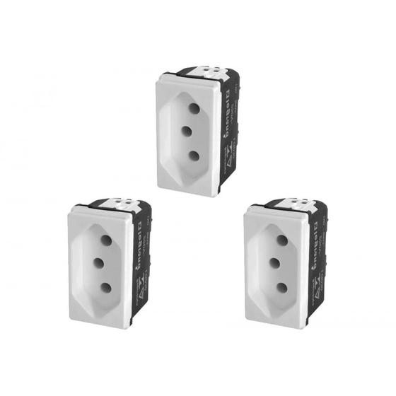 Imagem de Kit C/3 - Modulo Pial Pop Branco 1 Tomada 2P+T 10A. - Lg030