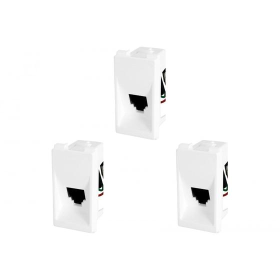 Imagem de Kit C/3 - Modulo Pial Pop Branco 1 Tomada Rj11 Lg090