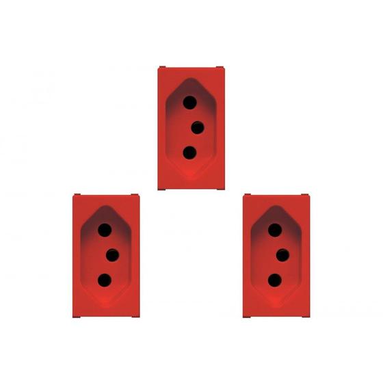 Imagem de Kit C/3 - Modulo Soprano Ilus (Tomada 10A Vermelho) 5Ub99007