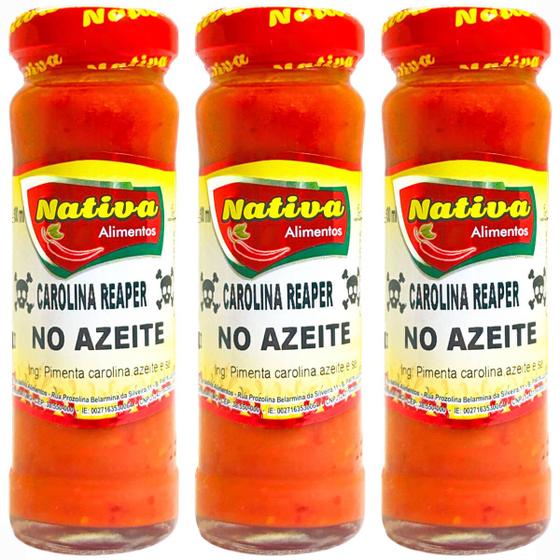 Imagem de Kit c/3 Molho Pimenta Carolina Reaper No Azeite 100ml Nativa