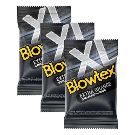 Imagem de Kit c/ 3 Pacotes Preservativo Blowtex Extra Grande c/ 3 Un Cada