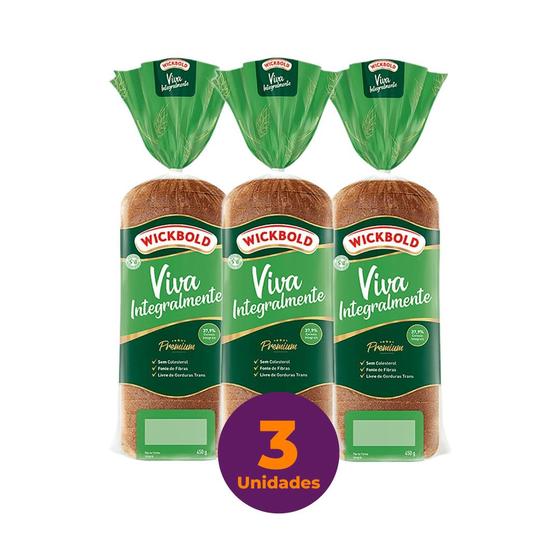 Imagem de Kit c/ 3 Pão de Forma Vegano Integral Wickbold 450g/unid