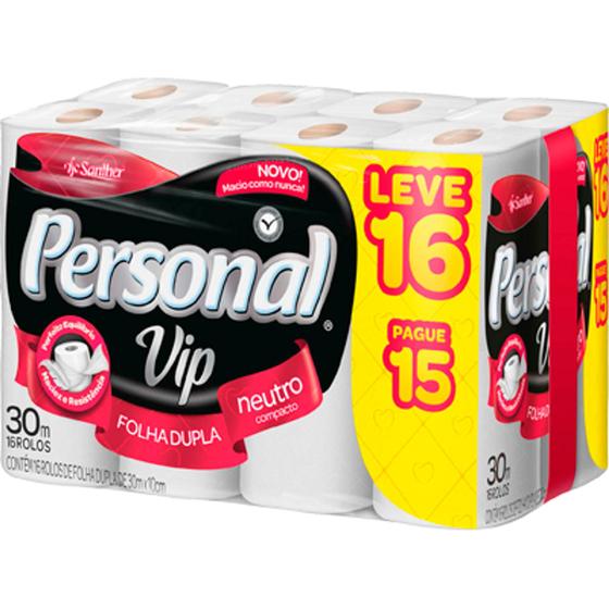Kit C/ 3 Papel Higiênico Folha Dupla Pacote 16 unidades de 30m - Personal Vip Menor preço em Kit C/ 3 Papel Higiênico Folha Dupla Pacote 16 unidades de 30m - Personal Vip