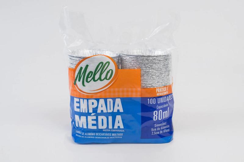 Imagem de Kit c/3 pct forma de aluminio empada media 80 ml.  c/100 un. wyda/mello/vabene