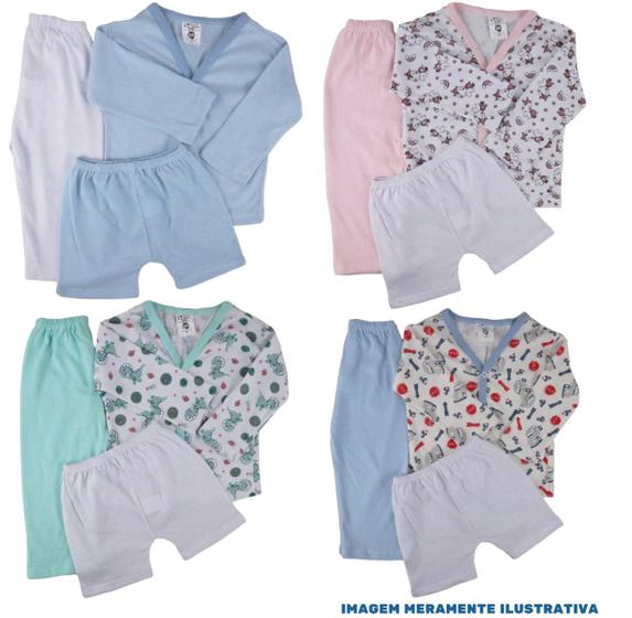 Imagem de Kit C/3 Peças Pijama Outono Conjunto Bebe Criança Manga Longa