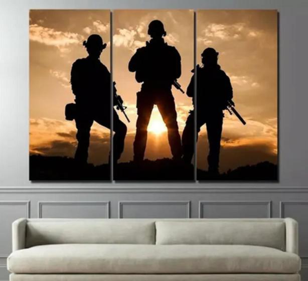 Imagem de Kit C/ 3 Peças Quadros Decorativos Soldados Exercito"