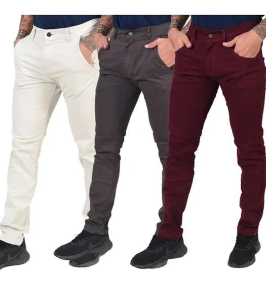 Kit C/ 3 Peças Sarjas Masculina Skinny - Ótima Vestimenta PREMIUM Menor preço em Kit C/ 3 Peças Sarjas Masculina Skinny - Ótima Vestimenta PREMIUM