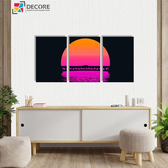 Imagem de Kit C/ 3 Placas Quadros Decorativos Ponte Futuro Entardecer