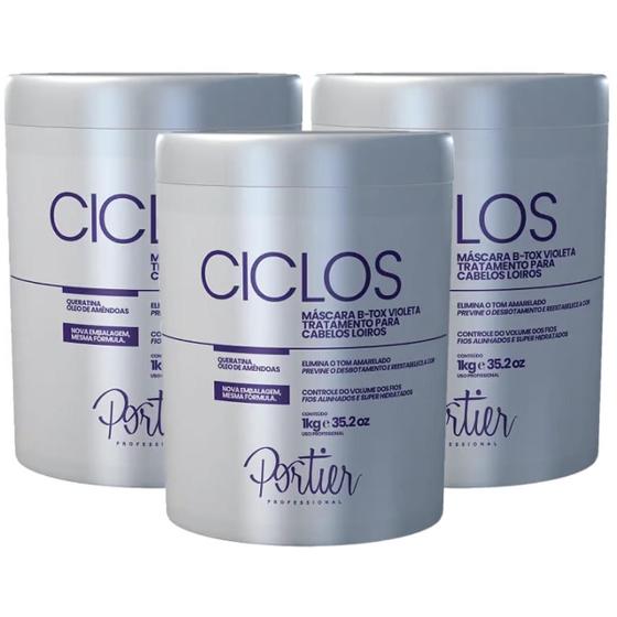 Imagem de Kit C/3 Portier Ciclos B-tox Violet Matizadora 1kg Original!