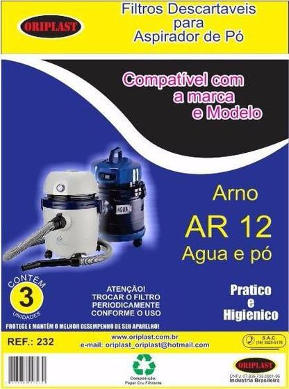 Imagem de Kit c/3 Sacos Descartáveis Aspirador Arno  Ar12 H2Po Água e Pó