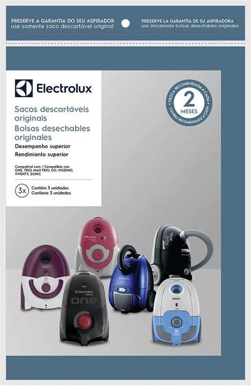 Imagem de Kit c/ 3 Sacos Originais p/ Aspiradores Electrolux: One, Trio, Max Trio, Go! (SBEON)