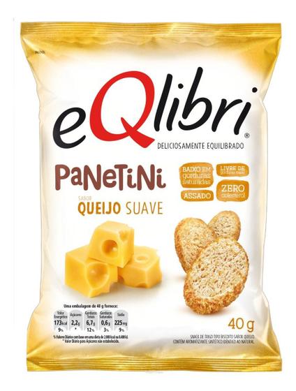 Imagem de Kit c/ 3 Snack Queijo Suave Eqlibri Panetini Pacote 40g