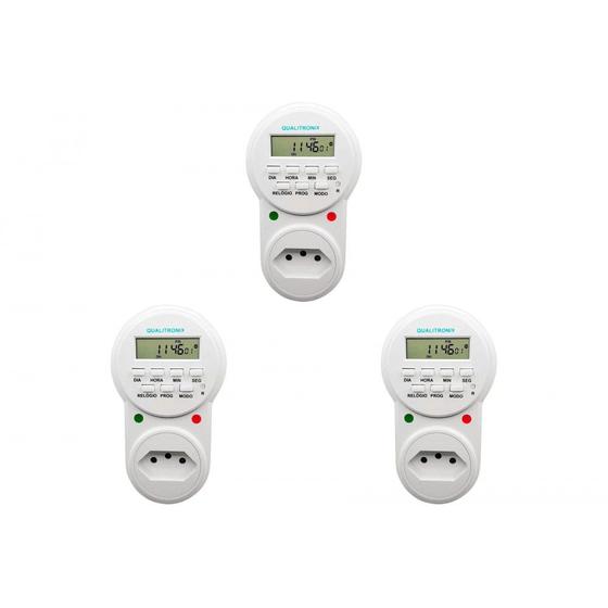 Imagem de Kit C/3 - Timer Digital Qualitronix Bivolt Qtd01