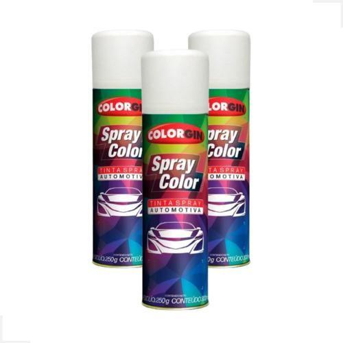 Imagem de Kit C/3 Tinta Spray Automotivo Colorgin Branco Brilhante - 300ml