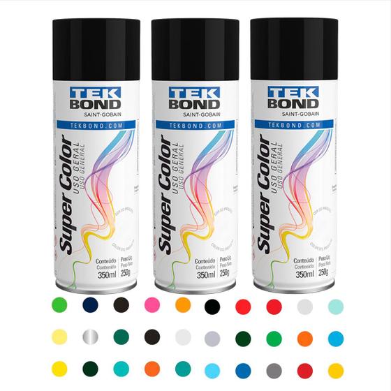 Imagem de Kit C/3 Tinta Spray Tek Bond Secagem Rápida 350ml