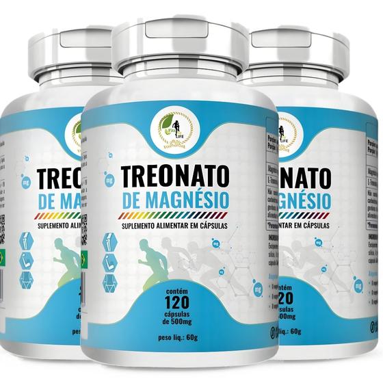 KIT C/3 Treonato de Magnésio 500mg - 120 Cáps - Fits Life Menor preço em KIT C/3 Treonato de Magnésio 500mg - 120 Cáps - Fits Life