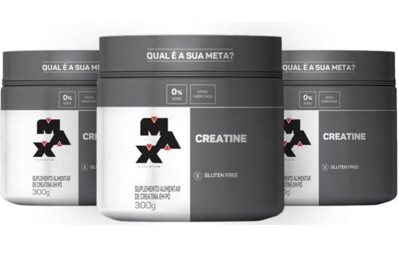 Imagem de Kit c/ 3 un - creatine monohidratada pote 300g - creatina max titanium