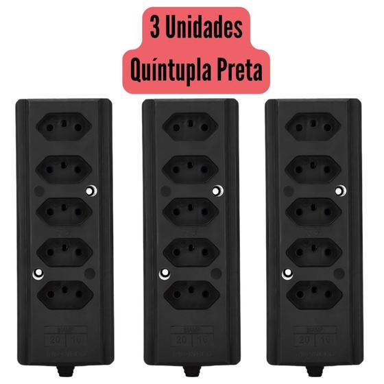 Imagem de Kit C/3 Und Tomada Tripla 10a/20a Régua P/ Extensão 2P+T
