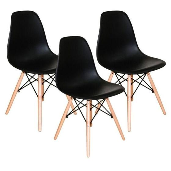 Imagem de Kit C 3cadeira Charles Eames Eiffel Dkr Wood Preto