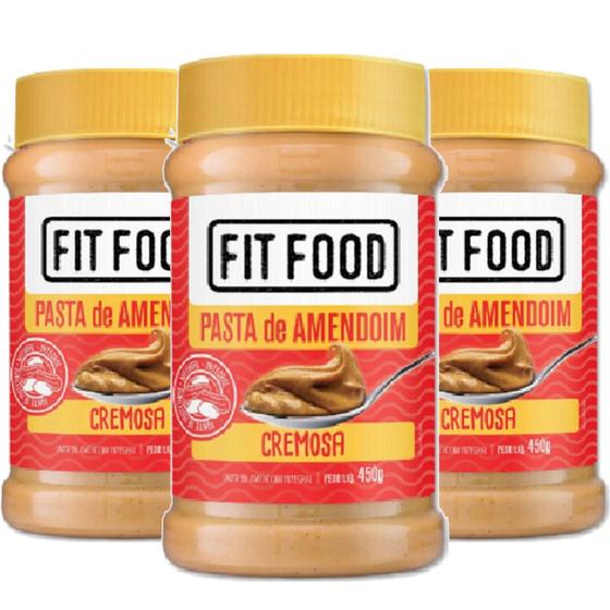 Imagem de Kit c/ 3und Pasta de Amendoim Cremosa FIT FOOD 450g