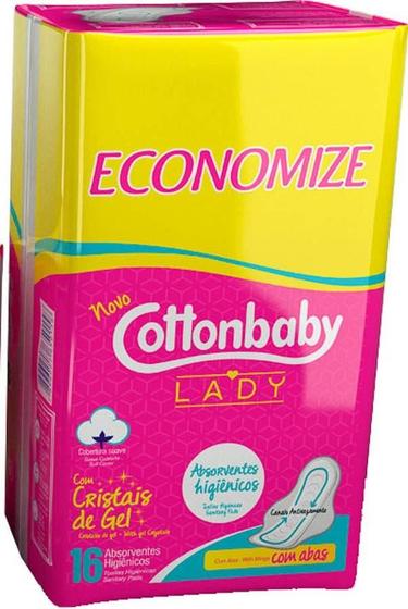 Imagem de Kit c/ 4 Absorvente Cottonbaby Lady Suave Com Abas 16un