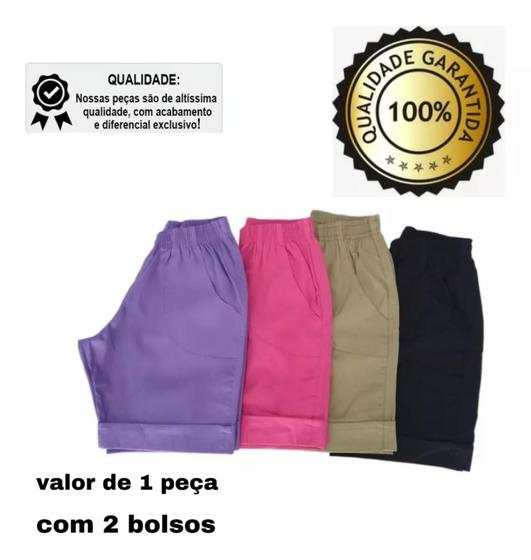 Imagem de Kit C/4 Bermuda Short Feminina Longa Bolsos Plus size