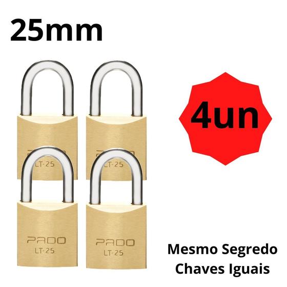 Kit c/4 Cadeado Pado 25 mm Mesmo Segredos Iguais Mesma Chave Menor preço em Kit c/4 Cadeado Pado 25 mm Mesmo Segredos Iguais Mesma Chave