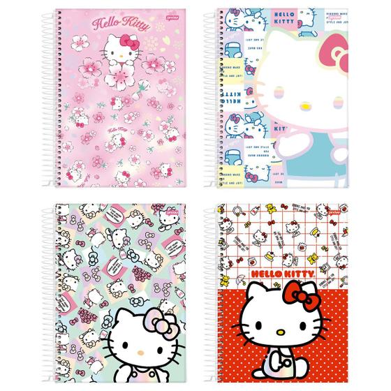 Imagem de Kit c/ 4 Caderno Univ. Hello Kitty 1 Matéria 80fls - Jandaia