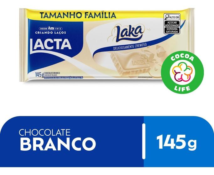 Imagem de Kit c/ 4 Chocolate Lacta Branco Laka 145g