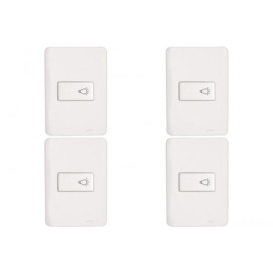 Imagem de Kit C/4 - Conjunto Perlex Aros 4X2 Branco Com Placa(1Camp...
