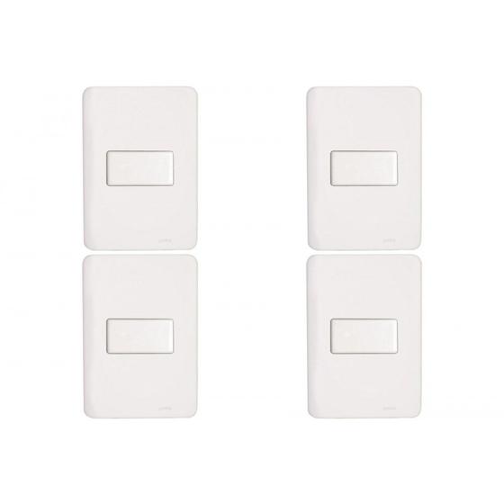 Imagem de Kit C/4 - Conjunto Perlex Aros 4X2 Branco Com Placa(1Para...