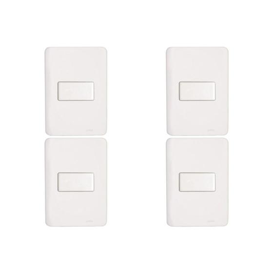 Imagem de Kit C/4 - Conjunto Perlex Aros 4X2 Branco Com Placa(1Para...