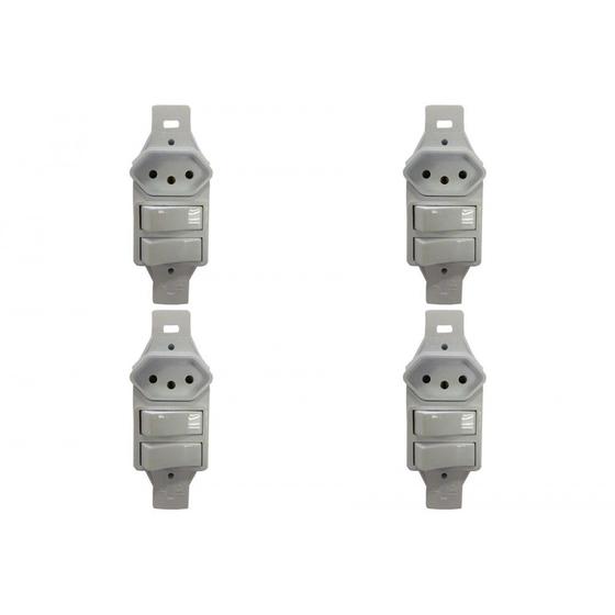 Imagem de Kit C/4 - Conjunto Perlex''Branca''Sem Placa(2Simples+Tomada  ..