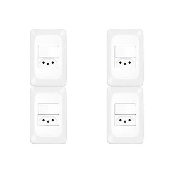 Imagem de Kit C/4 - Conjunto Pial Pop 4X2 Branco Com Placa (1Simple...