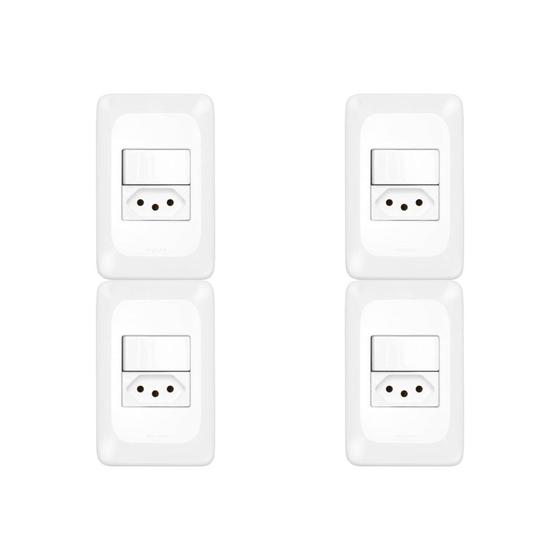 Imagem de Kit C/4 - Conjunto Pial Pop 4X2 Branco Com Placa (1Simple...