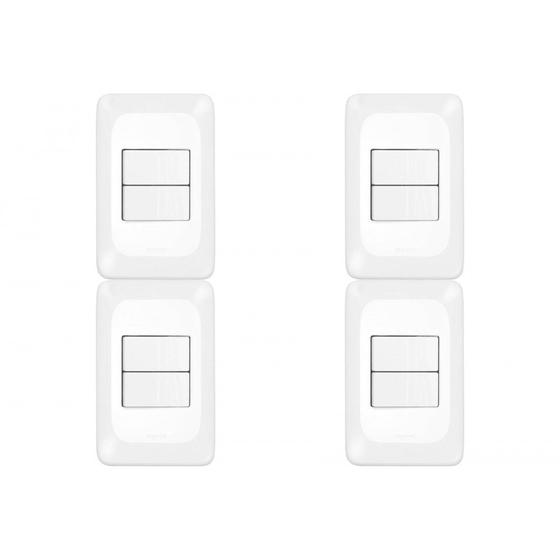 Imagem de Kit C/4 - Conjunto Pial Pop 4X2 Branco Com Placa (2Simple...