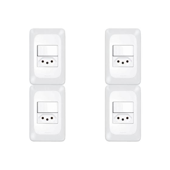 Imagem de Kit C/4 - Conjunto Pial Pop Modulo Com Placa 4X2 - 1 Simp...