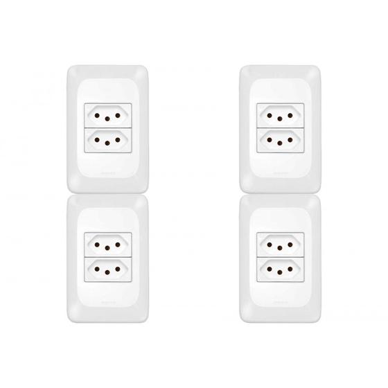 Imagem de Kit C/4 - Conjunto Pial Pop Modulo Com Placa 4X2 - 2 Toma...