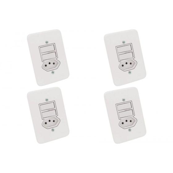 Imagem de Kit C/4 - Conjunto Radial Pollar 1901111 2Pp 1Tomada 10A