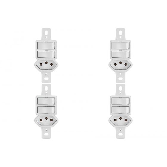 Imagem de Kit C/4 - Conjunto Radial Pollar 1901130 2Pp 1Tomada 10A S/P