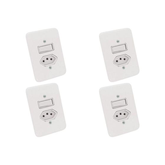 Imagem de Kit C/4 - Conjunto Radial Pollar 1901218 1S 1Tomada 20A