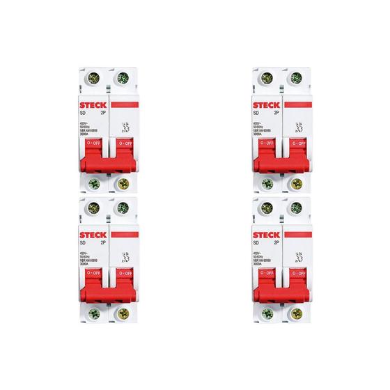 Imagem de Kit C/4 - Disjuntor Steck Din Bipolar 06A Sd62 3Ka