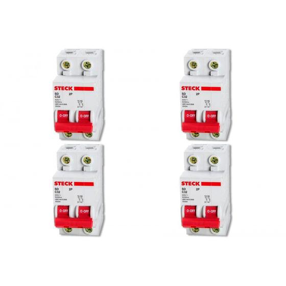 Imagem de Kit C/4 - Disjuntor Steck Din Bipolar 10A Sd62 C Sdd62C10