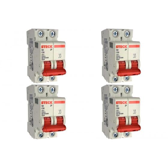 Imagem de Kit C/4 - Disjuntor Steck ''Din'' Bipolar 50A. C