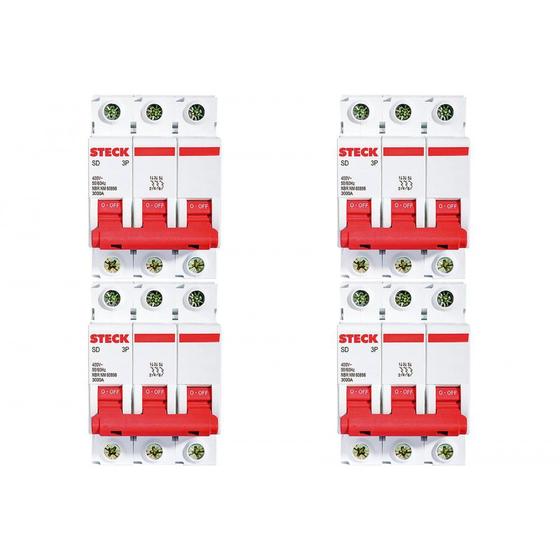 Imagem de Kit C/4 - Disjuntor Steck Din Tripolar 40A Sd63 3Ka