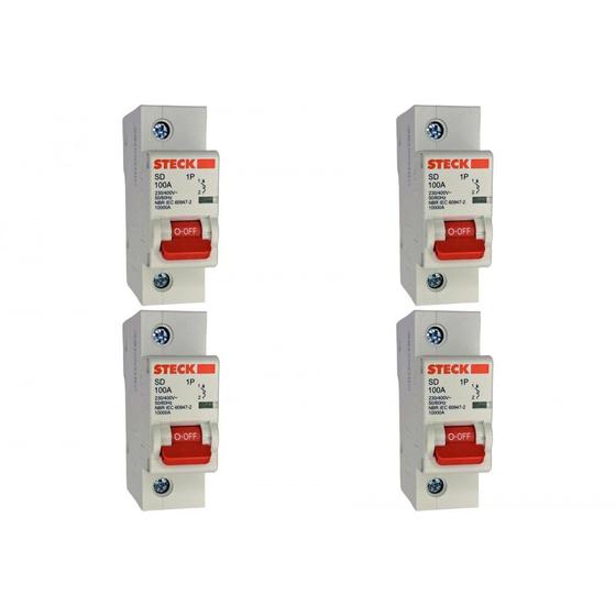 Imagem de Kit C/4 - Disjuntor Steck ''Din'' Unipolar 100A. C
