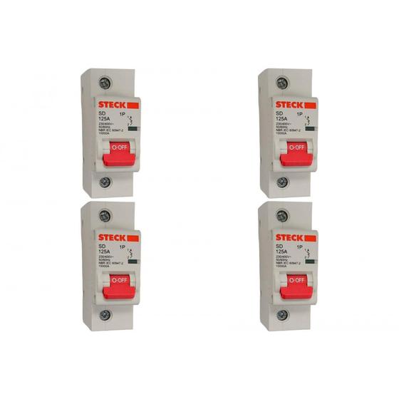 Imagem de Kit C/4 - Disjuntor Steck ''Din'' Unipolar 125A. C