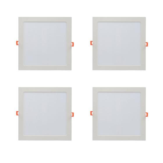 Imagem de Kit c/ 4 Luminária Painel Plafon Led Embutir Quadrado 22X22cm 6500k Luz Branca18W Bivolt - Lumens 1460