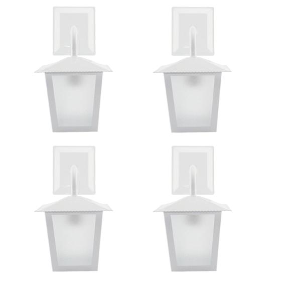 Kit C/ 4 Luminárias Arandela Colonial Externa Quadrada Branca Ideal Iluminação Luminária de